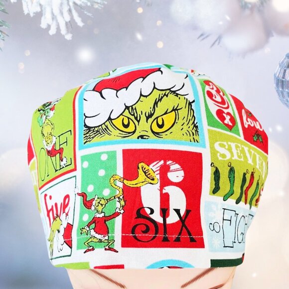 12 Days of Christmas~ Grinch ~ Ponytail OR EURO StyleScrub Cap, RN, MD, OR, Gift - Picture 3 of 4